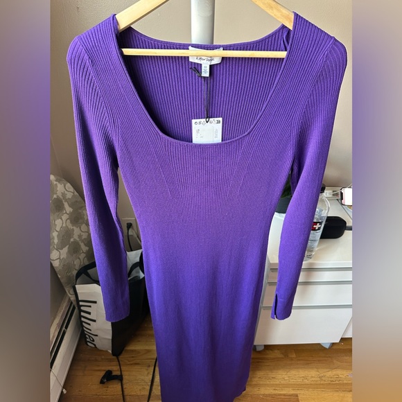 Purple ribbed midi long sleeve dress! - Picture 1 of 4